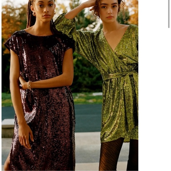 Anthropologie Lisabette Chartreuse Sequin Dress - Picture 1 of 4